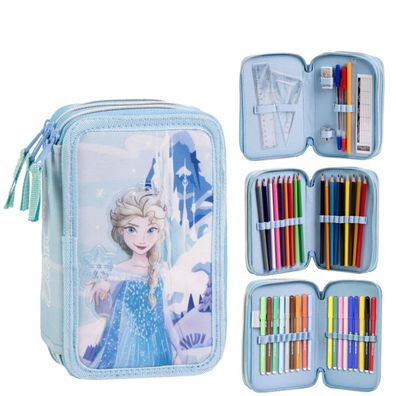 Disney Frozen Federmappe gefüllt – Schuletui & Stiftebox mit Zubehör für Kinder
