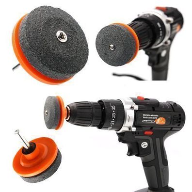 Rosfix Schleifstein für Akkuschrauber – 5x5x5,5 cm | Edelstahl, ABS