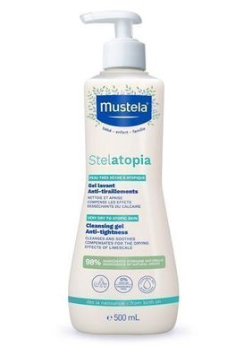 Mustela Stelatopia Reinigungsgel, Mildes Pflegeprodukt fuer sensible Haut, 500 ml