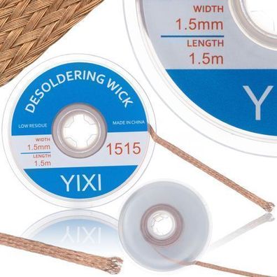 Rosfix Entlötlitze 1,5mm x 1,5m – Kupfer mit Kolophonium | Präzision