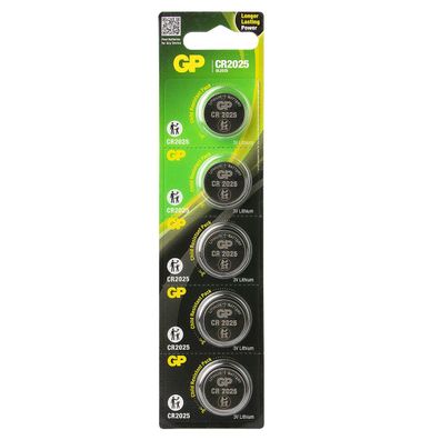 1x 5er Blister GP Knopfzellen CR2025 CR 2025 Lithium Batterien 3V