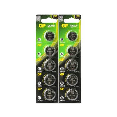 2x 5er Blister GP Knopfzellen CR2025 CR 2025 Lithium Batterien 3V