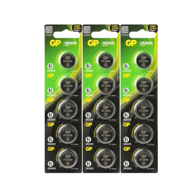 3x 5er Blister GP Knopfzellen CR2025 CR 2025 Lithium Batterien 3V