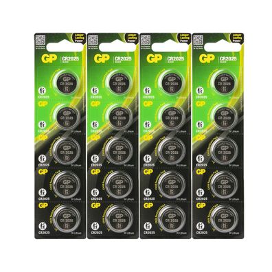 4x 5er Blister GP Knopfzellen CR2025 CR 2025 Lithium Batterien 3V