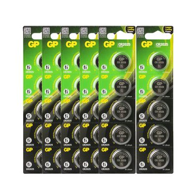6x 5er Blister GP Knopfzellen CR2025 CR 2025 Lithium Batterien 3V