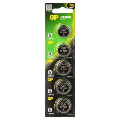1x 5er Blister GP Knopfzellen CR2016 CR 2016 Lithium Batterien 3V