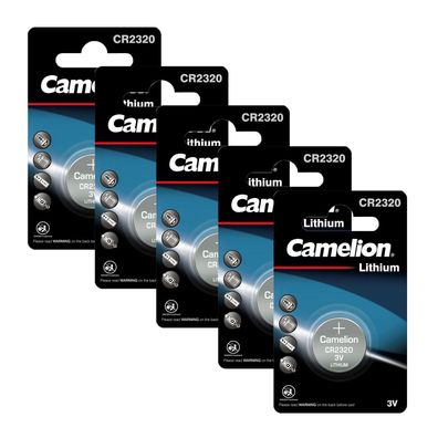 5x Camelion CR2320 CR 2320 Lithium Knopfzellen 3V 1er Blister