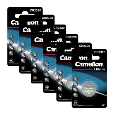 6x Camelion CR2320 CR 2320 Lithium Knopfzellen 3V 1er Blister