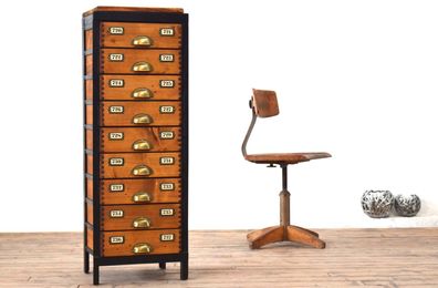 Schubladenschrank Bauhaus Loft Antik Apothekerschrank Holz Alt Metall Vintage