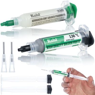 Rosfix Set Lötflussmittel Flux 338 + Zinn 138°C | mit 2 Kolben, 2 Nadeln