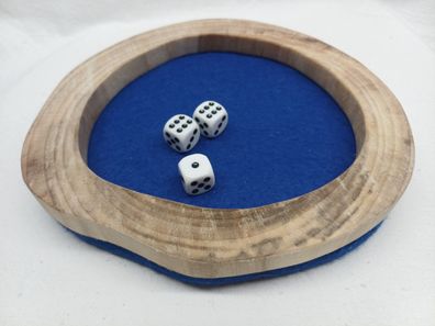 F5 Würfelbrett Holz Würfel Filz Würfelspiel Unterlage Handarbeit rustikal Blau