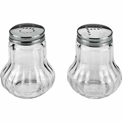 Salz-/Pfefferstreuer-Set 7 cm Glas/Edelstahldeckel