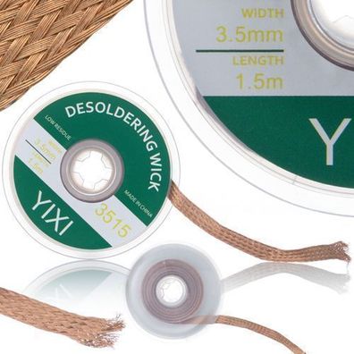 Rosfix Entlötlitze 3,5 mm x 1,5 m – Kupfergeflecht mit Kolophoniumschicht