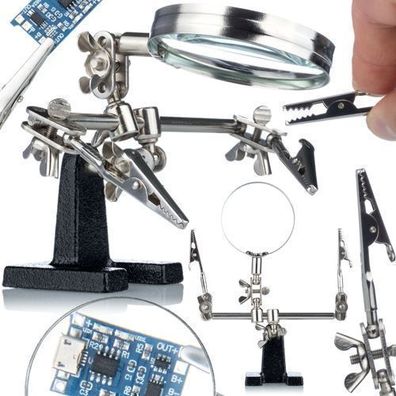 Rosfix Dritte Hand mit Lupe – 2,5x Vergrößerung | 65 mm Linse, Klemmen