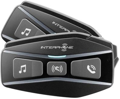 Interphone Motorrad Kommunikationssystem BT U-Com16 Double Package 37100 Black