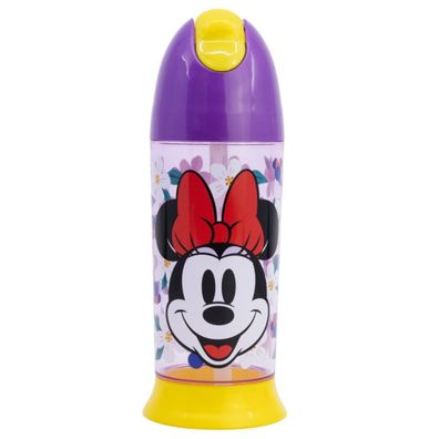 Disney Minnie Moue Wasserflasche 280 ml Kinderflasche mit Strohhalm, Pausenflasche