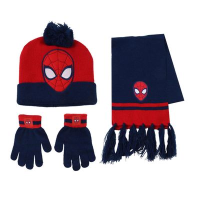 Spiderman Kinder 3 Teilig Mütze & Schal & Handschuhe Set