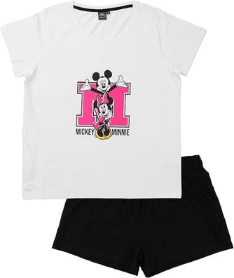 Disney Minnie Mouse Pyjama Set für Damen – Schlafanzug mit Kurzarm Shirt & Shorts