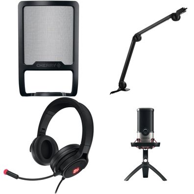 CHERRY Streaming Bundle UM 6.0 Mikrofon, Pop Filter, MA 6.0 Mikrofonarm & HC 2.2