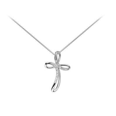 Frau Oro – DHPF7368 – Kreuz aus Weißgold und Diamanten