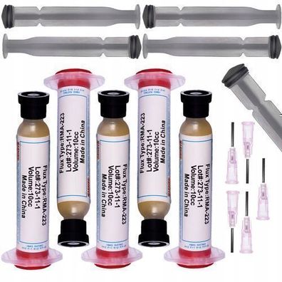 Rosfix Set Lötflussmittel RMA-223 – 5x 10cc mit Kolben & Nadel | Ø1,025 mm