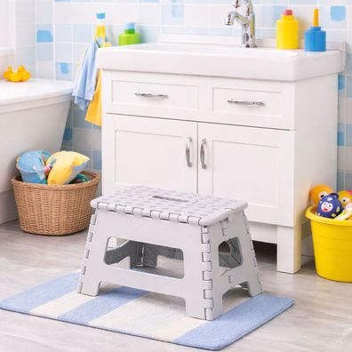 Klapphocker Trittstufe Grau Tritthocker Fußtritt Tragegriff Kunststoff max.150kg
