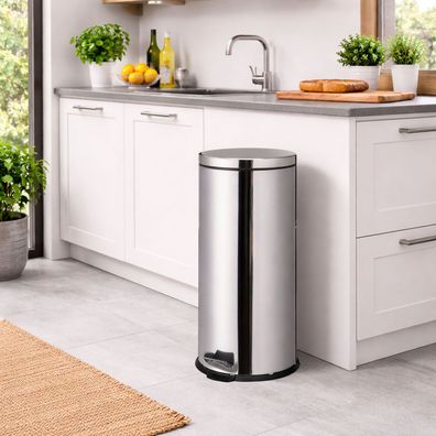 Edelstahl Treteimer Mülleimer Abfalleimer Pedal Inneneimer 30 Liter Ø29xH65cm