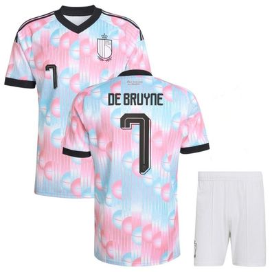 Belgien Fußball Trikot WM 2026 Auswärtstrikot Set für Kinder De Bruyne 7