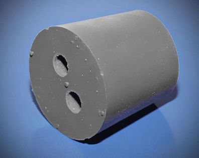 Gummistopfen grau 2x Loch unten 21.00 oben 27.00 Höhe 30mm