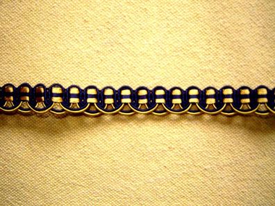 Posamentenborte moderneTrachtenborte glänzend marine gold 1,4 cm breit je 1 Meter