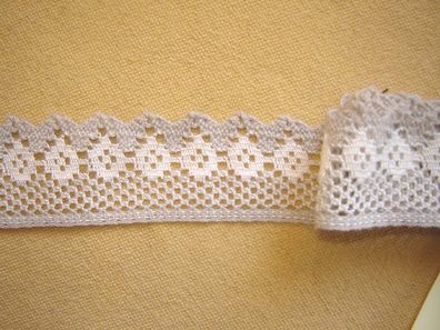 Häkelborte Baumwolle beige weiß 4 cm breit 1,7 Meter Rest WB157