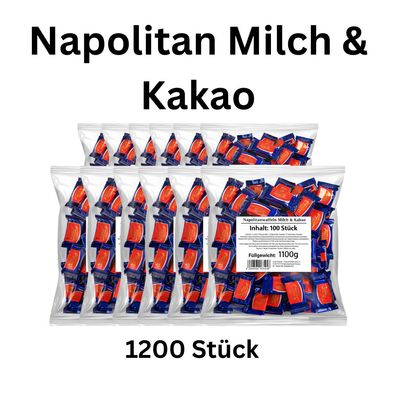 1200x Napolitan Waffeln Milch Kakao Wurfmaterial Großpackung