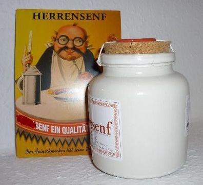 Bio Senf für Herren - mit Weißwein 250ml im Porzellantopf elegant