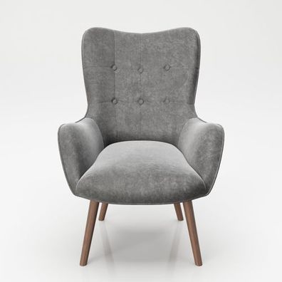 Playboy - Sessel "BRIDGET" gepolsterter Lehnensessel, Samtstoff in Grau, Retro-Design