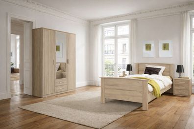 Schlafzimmerset Komfortbett Nako Schrank Seniorenzimmer Eiche #4206
