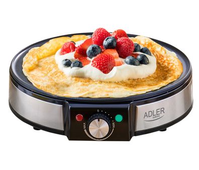 Adler AD 3058 Crêpe-Maker ø30 cm - Antihaft-Heizplatte, 1600 W, Schwarz/Silber