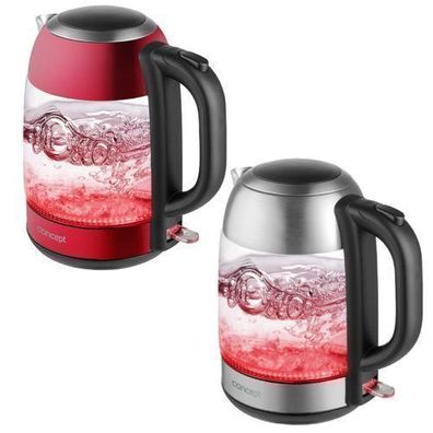 Glaskessel Wasserkocher Edelstahl Teekocher Teekessel 1,7L 2200 Watt