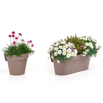 Geländertopf Taupe 25 oder 50 cm lang Hängetopf Blumenkasten Geländertöpfe Hängetöpfe