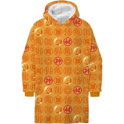 Dragon Ball Hoodie Blanket Groß 75 × 70 cm Kuscheldecke mit Ärmeln und Kapuze
