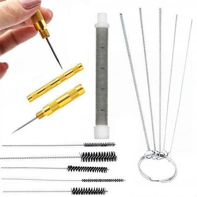 Rosfix Set Reinigungswerkzeug für Farbspritzpistole | 60 Mesh Filter, 5 Bürsten