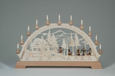 Fensterdekoration Schwibbogen Vogelfütterung mit Figuren BxTxH= 65x6,5x43cm NEU