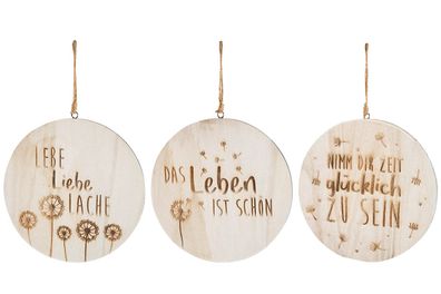 Gilde Hänger, "Lebe Liebe Lache", Spruch, Holz, naturfarben, H. 37 cm, D. 24 cm