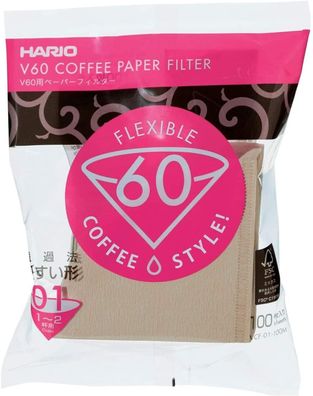 Hario V60 Größe 01 - 300 Kaffeefilter braun Misarashi VCF-01-100M - Papierfilter
