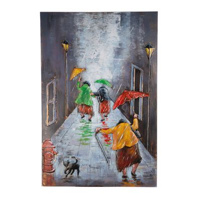Gilde GILDE Gallery, Bild, rechteckig, "Rainy dance", Katzenmotiv, Regenschirmmoti