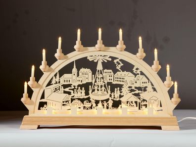 Fensterdekoration Schwibbogen Weihnachtsmarkt mit Pyramide BxTxH= 65x6,5x43cm