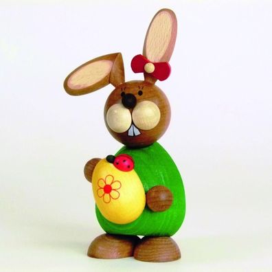 Osterartikel Osterhase mit Ei &amp; Käfer HxB 12x5,5cm NEU Osterdeko Hasenfigur