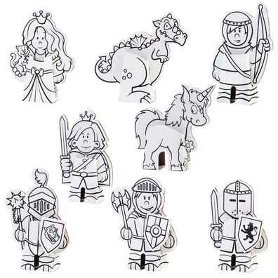 Calafant Karton Bastelset - 8 Spielfiguren zum Basteln und Bemalen- Burg