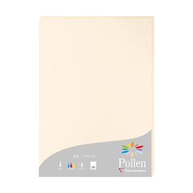 Clairefontaine Papier A4 Pollen 160g elfenbein 50Bl
