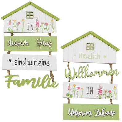 Deko Holzschild Willkommen Familie Landhausstil Shabby Vintage Wanddeko Türschild