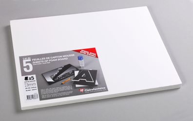 Clairefontaine Schaumkarton 3,0 mm A3 5Bg weiss